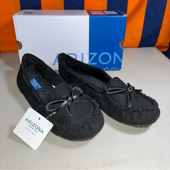 Brand new Arizona Jean Co Melody Black Moccasins Size 8.5 M Faux Fur Slip - Picture 3 of 5